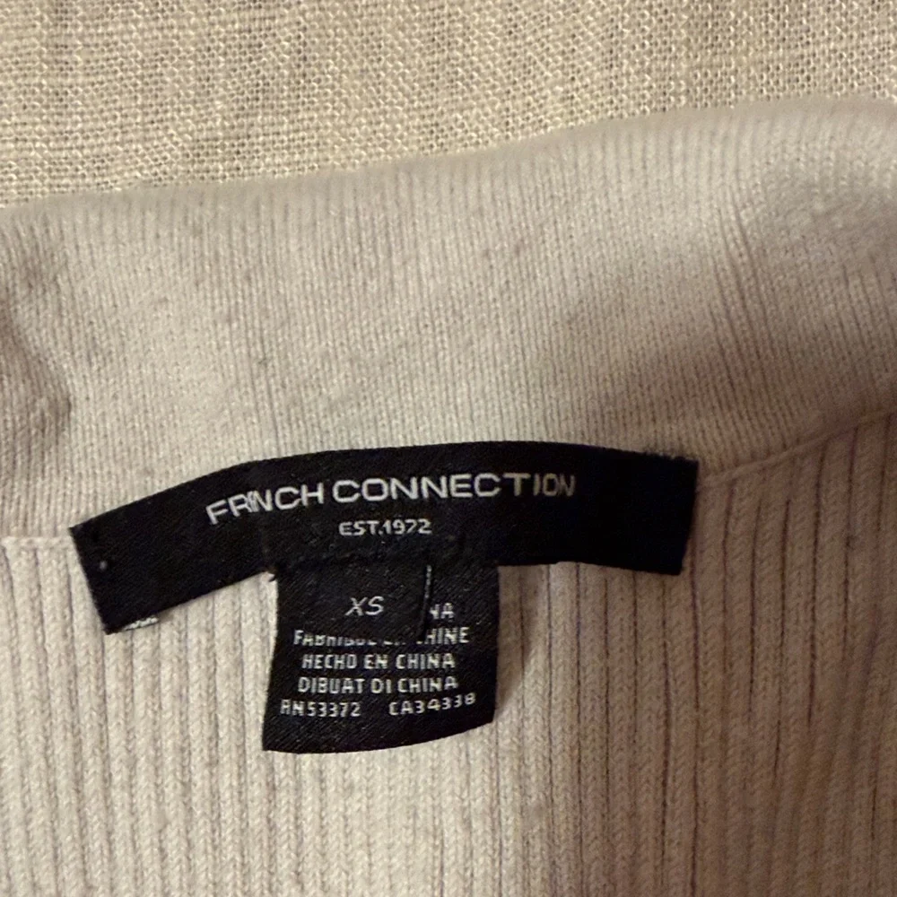 French Connection Cream Ribbed Top - Picture 2 of 2